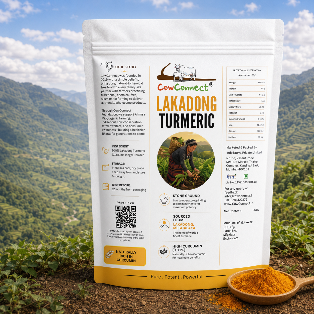 CowConnect Lakadong Turmeric Powder (High Curcumin 9-12%) 200g - Image 2